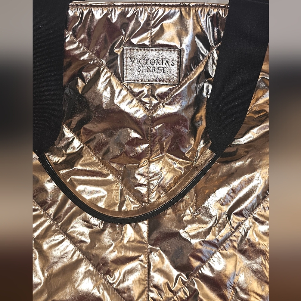 Victoria's Secret Metallic Gold Puffer Tote - Picture 2 of 6